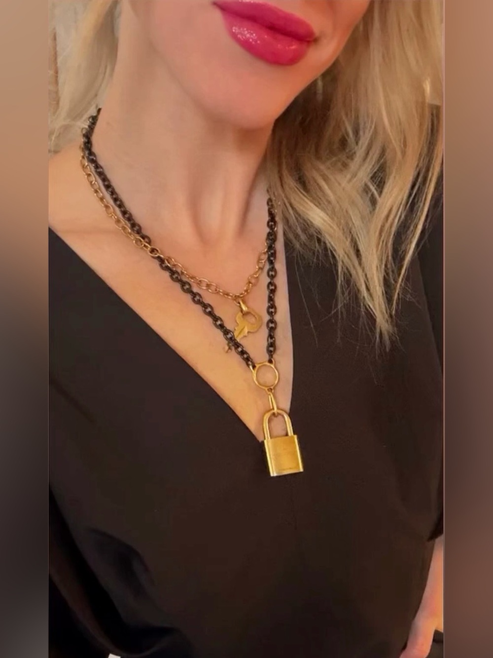 Handmade necklace with authentic Louis Vuitton lock and key 🔐
